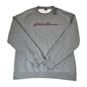 Eddie Bauer Sweater Mens 2XL Gray Crewneck Pullover Fleece XXL Casual New